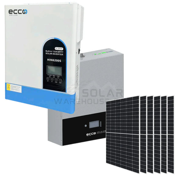 6.2KVA/6200W Ecco MPPT Combo 5.12 KWH AH Battery 6X 430W Mono Solar Panels Inverter Combo