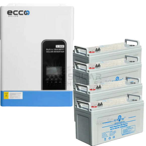 Ecco 5.5 KVA pure sine wave load shedding combo 5500 watt 4 X 120 AH gel battery