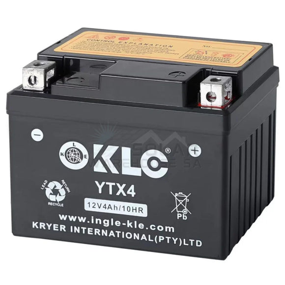 KLE YTX4 12V 4Ah/10HR Motorcycle Battery