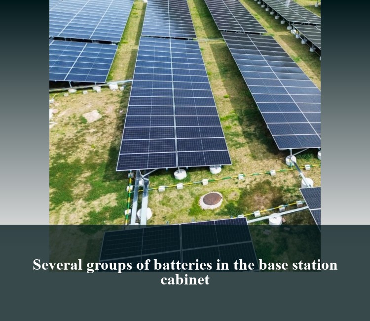 Several groups of batteries in the base station cabinet