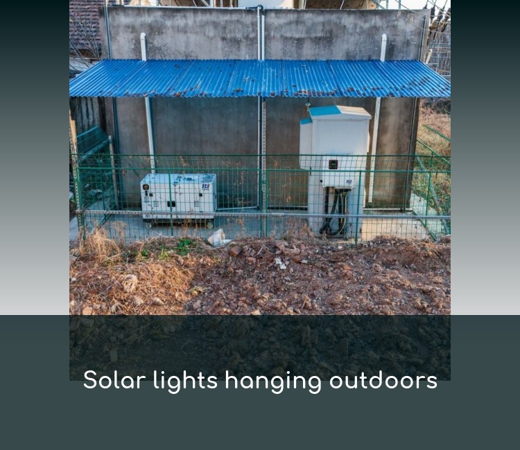 Solar lights hanging outdoors